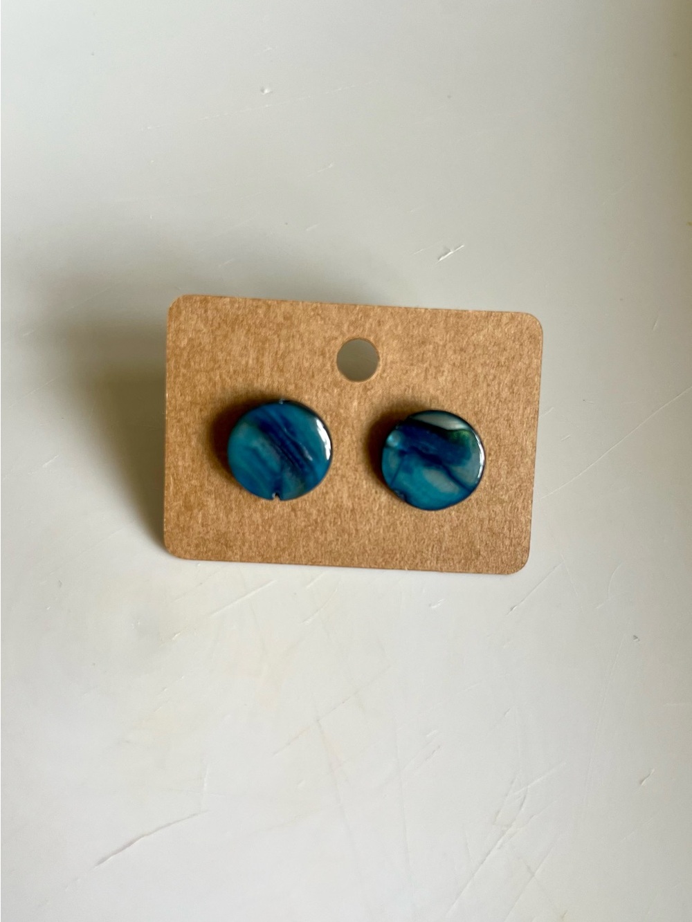 2/$15- Navy Blue Glass Bead Stud Earrings Handmade